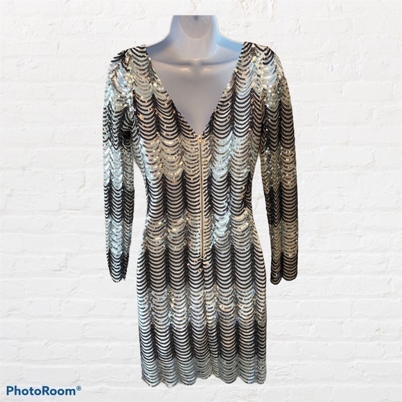 CHARLOTTE RUSSE Flat Sequin Striped Dress, sz Med - Picture 2 of 12